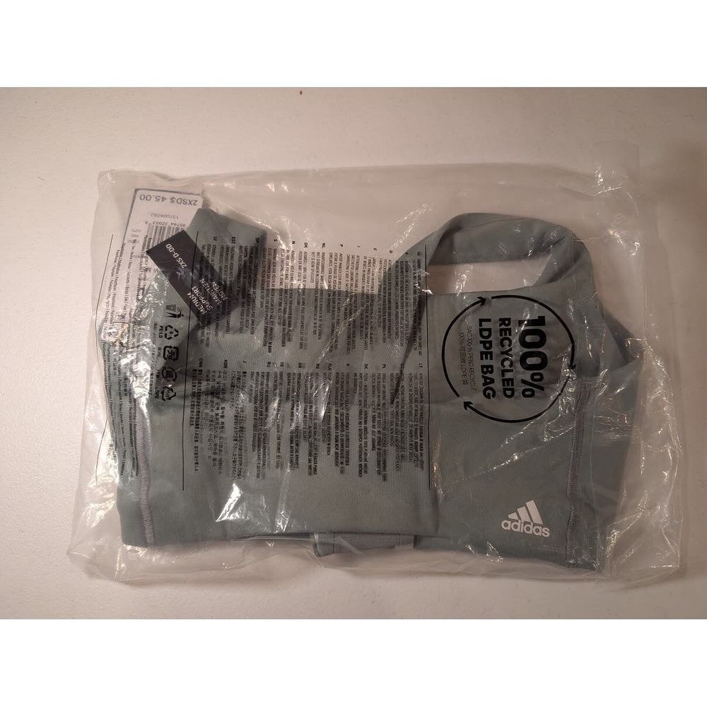 Adidas Women's Training Sports Bra Silver Green‎ White Size 2XSD New - Picture 3 of 4